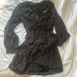 Lulus Ruffle Black Long Sleeve Dress